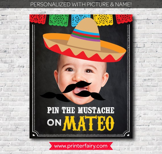 Pin The Mustache Printable Party Game, DIGITAL Personalized Design