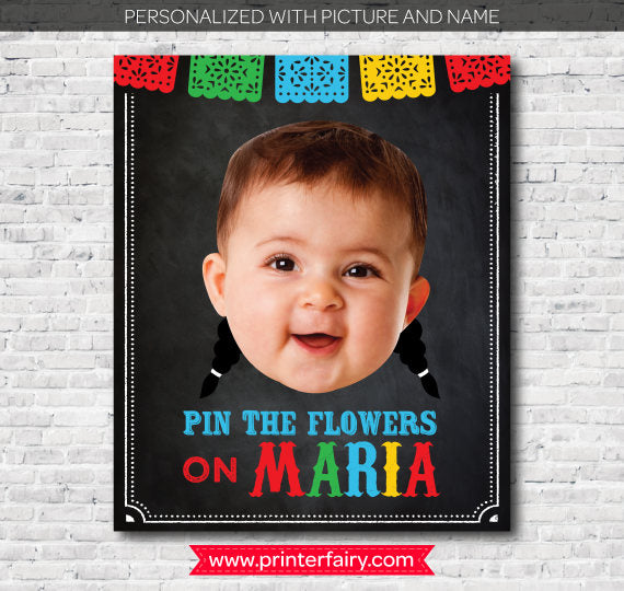 Personalized Fiesta Pin the Flowers Game, Mexican Birthday (Digital)