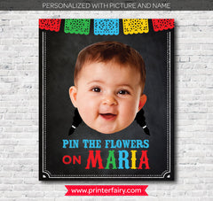 Personalized Fiesta Pin the Flowers Game, Mexican Birthday (Digital)