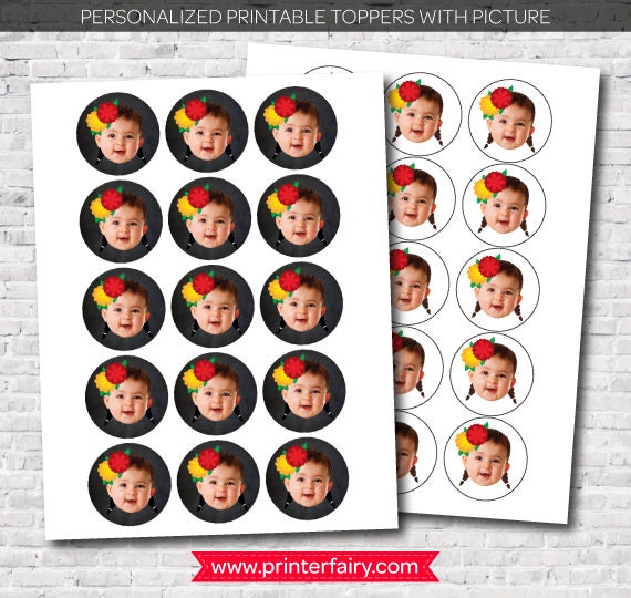 Mexican Fiesta Personalized Toppers or labels with your Photo, DIGITAL Printable Design