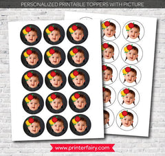 Mexican Fiesta Personalized Toppers or labels with your Photo, DIGITAL Printable Design