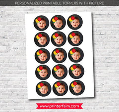 Mexican Fiesta Personalized Toppers or labels with your Photo, DIGITAL Printable Design