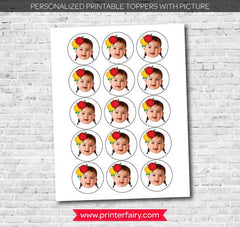 Mexican Fiesta Personalized Toppers or labels with your Photo, DIGITAL Printable Design