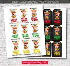 Personalized Fiesta Thank You Tags, Baby Photo, 1st Birthday (Digital)