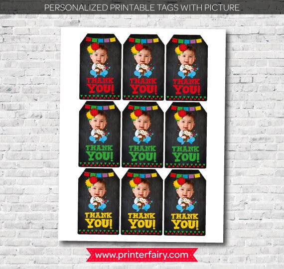 Personalized Fiesta Photo Thank You Tags (Digital Printable)
