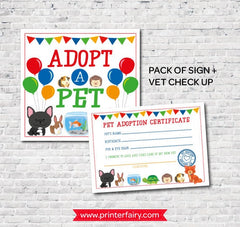 Pet Adoption Center Sign and Certificate (Digital Download)