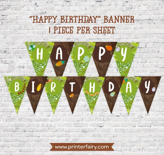Insects Printable Banner, Creepy Crawlers Printable Garland, Outdoor Birthday Party Decorations, DIGITAL, Instant Download