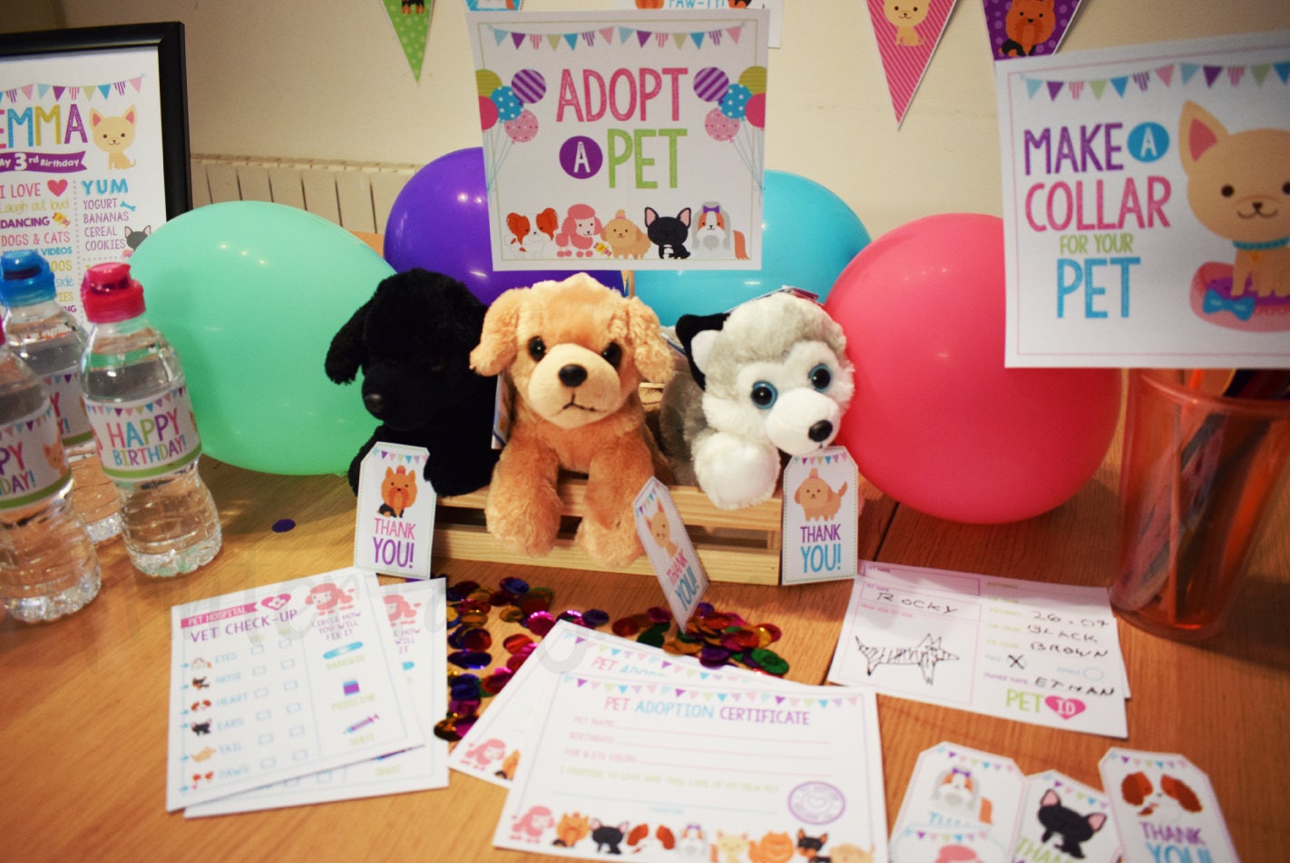 Pet Adoption Station Signs, Puppy Birthday Party Decor (Digital Files)