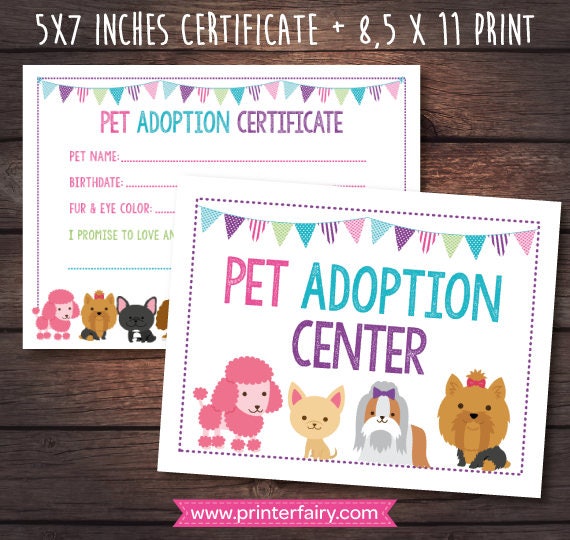 Puppy Birthday Party Printables, Pet Adoption Theme (Digital Download)