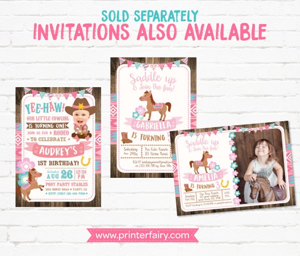 Pony Birthday Party Package, Country Theme (Instant Download)