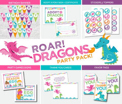 Dragon Girl Birthday Party, Printable Package (Instant Download)