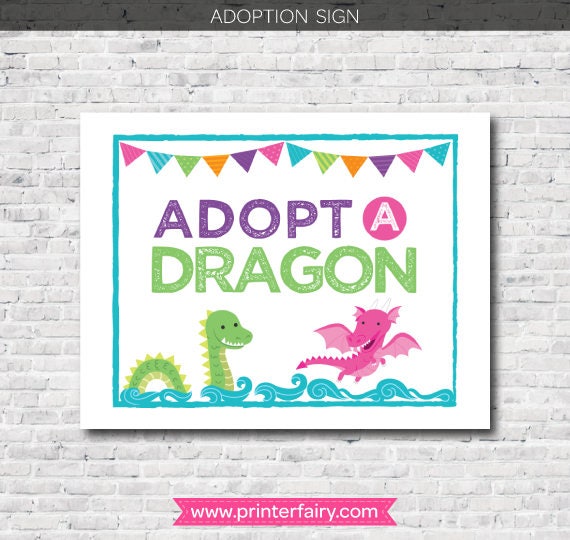 Adopt a Dragon Birthday Party Game, Dragon Adoption Center (Digital)