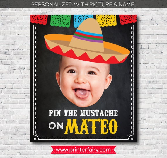 Pin The Mustache Printable Party Game, DIGITAL Personalized Design