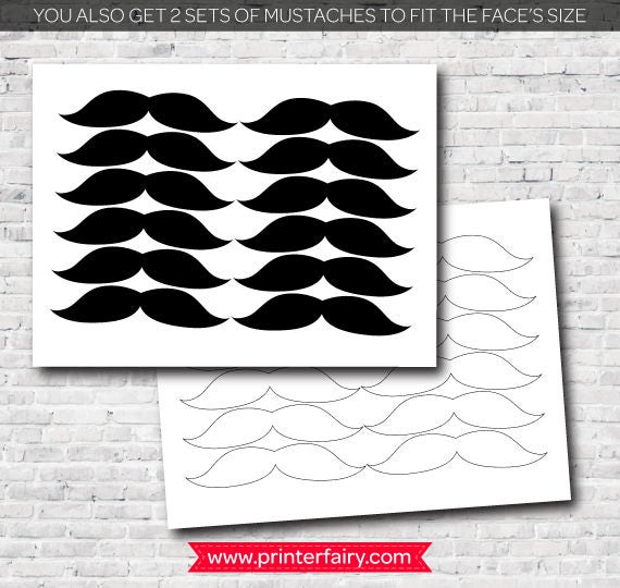 Pin The Mustache Printable Party Game, DIGITAL Personalized Design