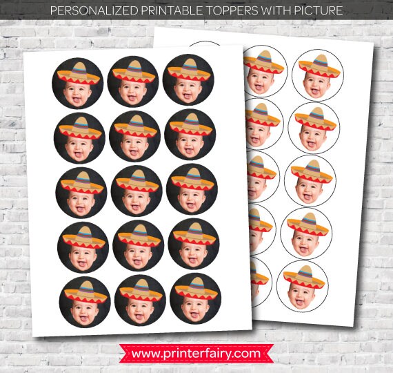 Personalized Fiesta Birthday Toppers or labels for any age or occasion, Digital Printable