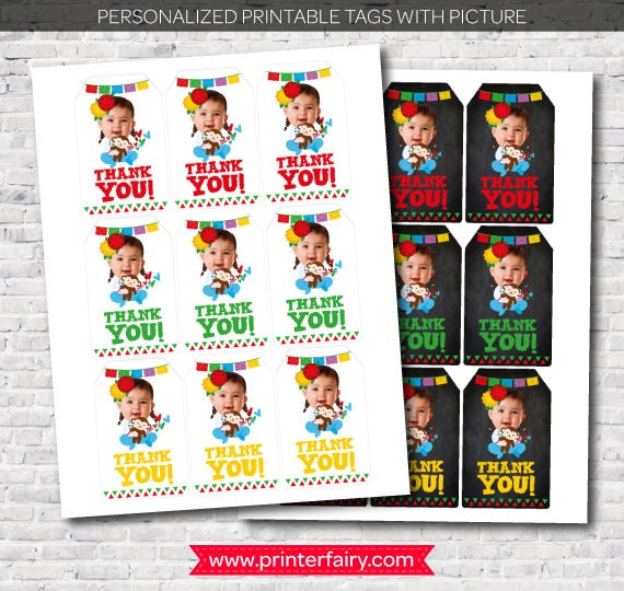 Personalized Fiesta Photo Thank You Tags (Digital Printable)