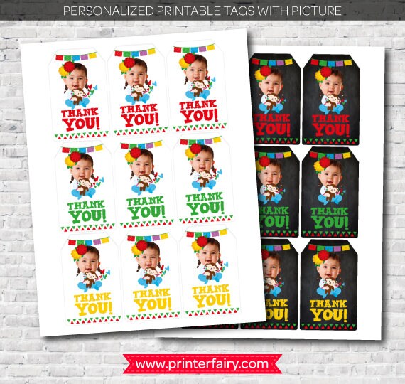 Personalized Fiesta Photo Thank You Tags (Digital Printable)