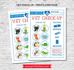 Pet Adoption Party Hospital Sign and Vet check Up, Ready to Print, INSTANT DOWNLOAD
