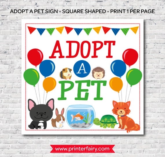 Pet Adoption Center Sign and Certificate (Digital Download)