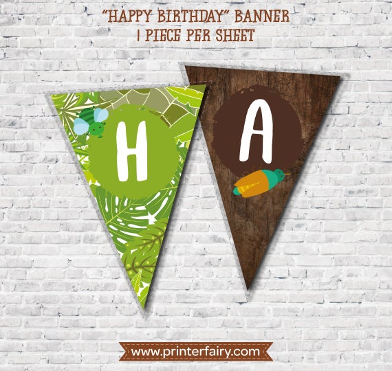 Insects Printable Banner, Creepy Crawlers Printable Garland, Outdoor Birthday Party Decorations, DIGITAL, Instant Download