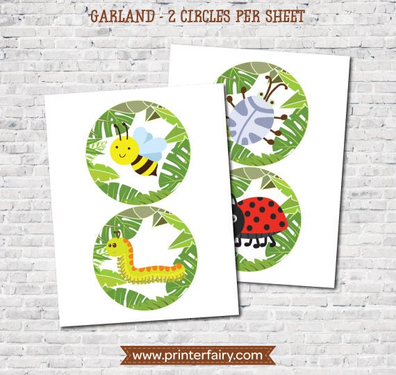 Insects Printable Banner, Creepy Crawlers Printable Garland, Outdoor Birthday Party Decorations, DIGITAL, Instant Download