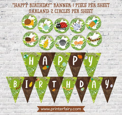 Insects Printable Banner, Creepy Crawlers Printable Garland, Outdoor Birthday Party Decorations, DIGITAL, Instant Download