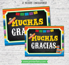 Fiesta Muchas Gracias Sign, Mexican Party Decor (Instant Download)