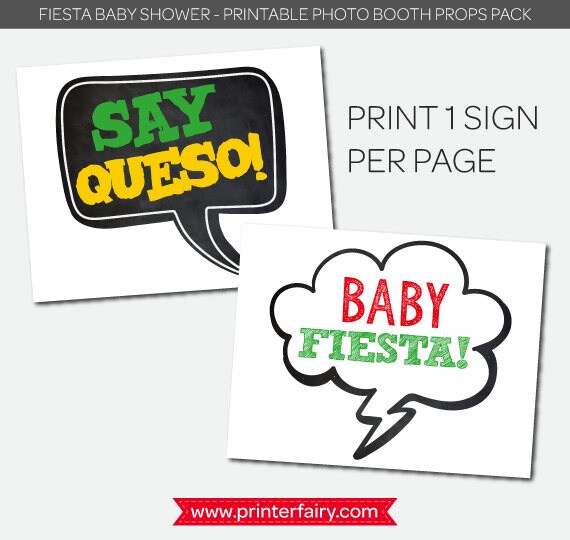 Fiesta Baby Shower Photo Booth Props, Printable INSTANT DOWNLOAD