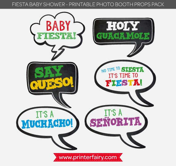 Fiesta Baby Shower Photo Booth Props, Printable INSTANT DOWNLOAD