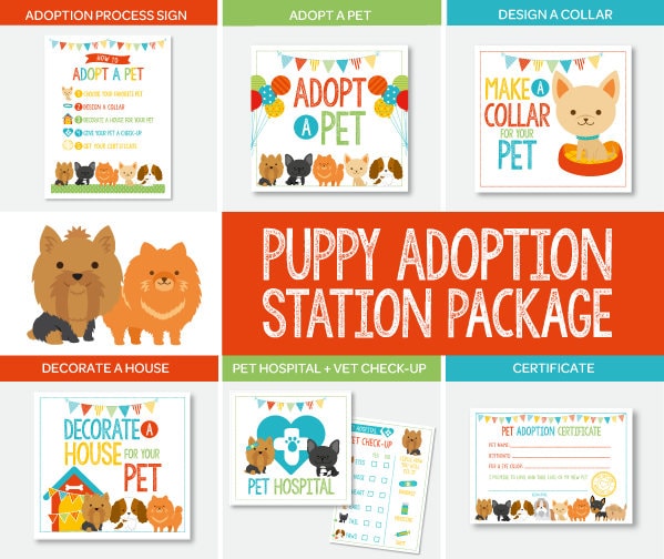 Puppy Adoption Party Printables, Pet Birthday Decor (Digital Download)