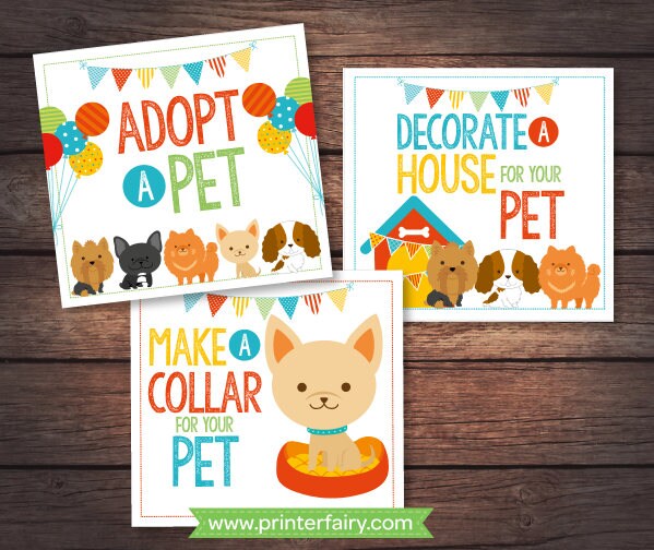 Puppy Adoption Party Printables, Pet Birthday Decor (Digital Download)