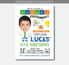Science Birthday Invitation with Photo (Digital Invitation)