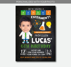 Science Birthday Invitation with Photo (Digital Invitation)