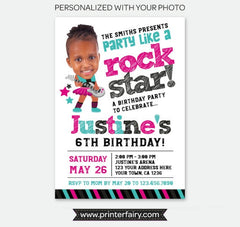 Rock Star Girl Birthday Invitation with Photo (Digital)