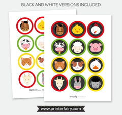 Farm Animal Birthday Toppers, Printable Barnyard Party Decor (Digital Download)