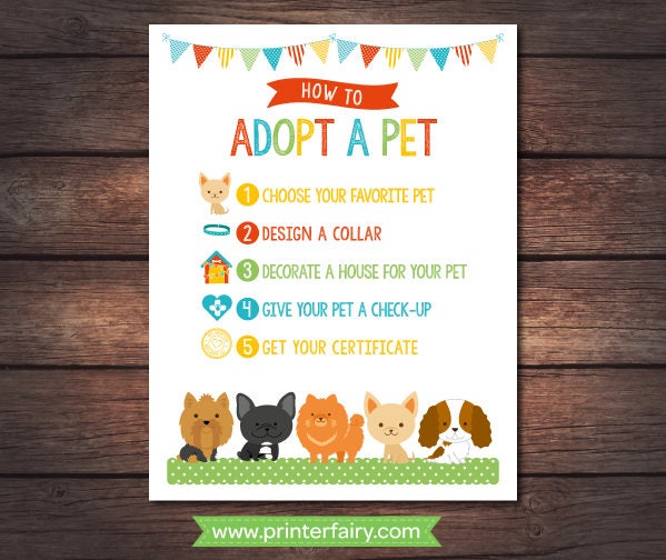 Puppy Adoption Party Printables, Pet Birthday Decor (Digital Download)