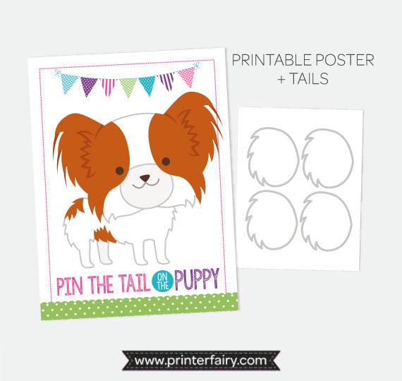 Pawty Pin the Tail on the Puppy Game, Printable Party Poster (Digital Download)