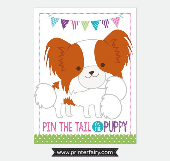 Pawty Pin the Tail on the Puppy Game, Printable Party Poster (Digital Download)