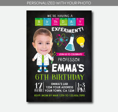 Science Birthday Invitation With Photo, Mad Scientist Party (Digital Custom Invitation)