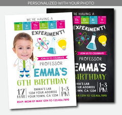 Science Birthday Invitation With Photo, Mad Scientist Party (Digital Custom Invitation)