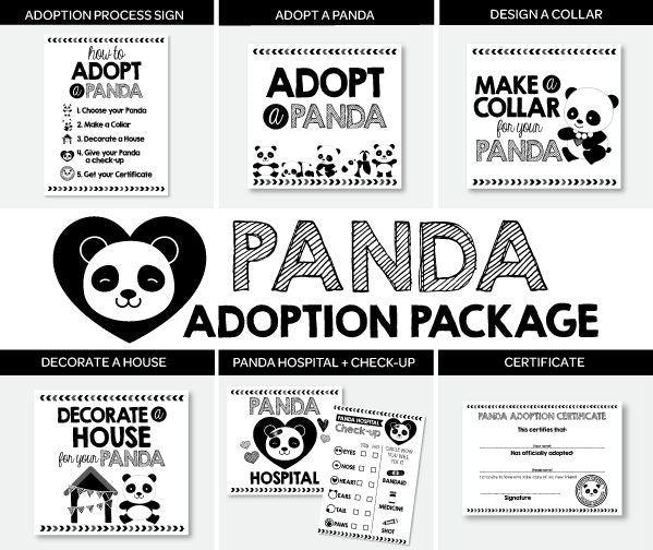 Panda Adoption Party Printables, 7 Signs (Digital Download)