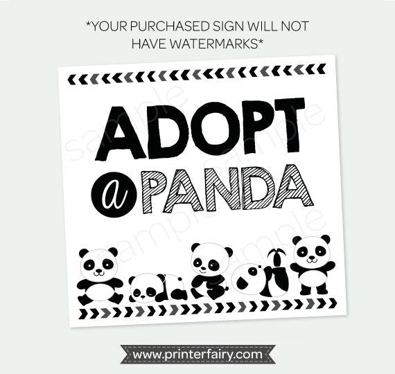 Panda Adoption Party Printables, 7 Signs (Digital Download)
