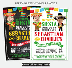 Fiesta Birthday Invitation for two People With Photo for any age, Personalized Digital Design