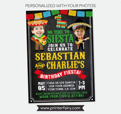 Fiesta Birthday Invitation for two People With Photo for any age, Personalized Digital Design