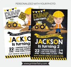 Construction Birthday Invitation with Photo, Dump Truck Party (Digital Invitation)