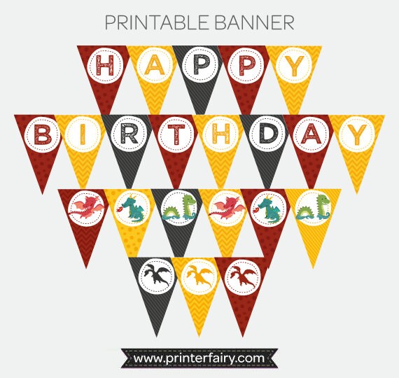 Dragon Birthday Party Printables, Decor Package (Digital Download)