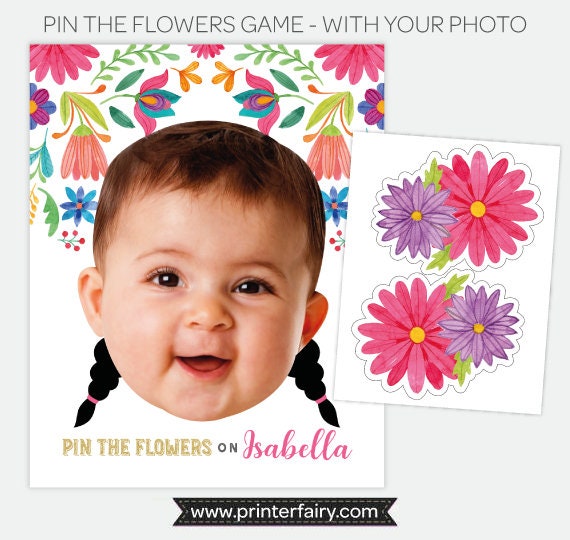 Pin the Flower Cinco de Mayo Personalized Party Game with your Photo, Digital Printable Design