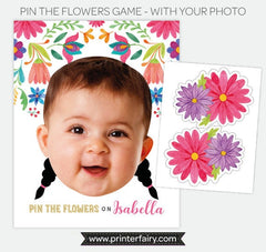 Pin the Flower Cinco de Mayo Personalized Party Game with your Photo, Digital Printable Design
