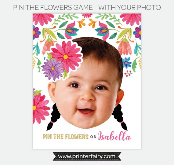 Pin the Flower Cinco de Mayo Personalized Party Game with your Photo, Digital Printable Design