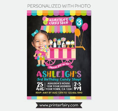 Personalized Candy Shop Birthday Invitation with Photo (Digital)